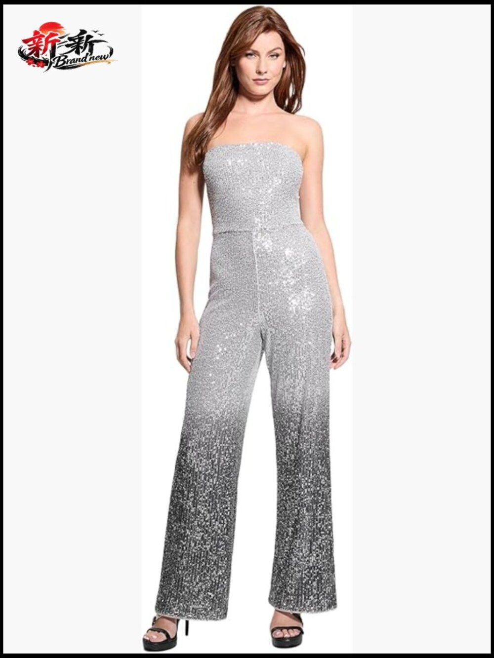 Sleeveless Gini Sequin Jumpsuit With Ombre Sequin And Invisible Zipper
